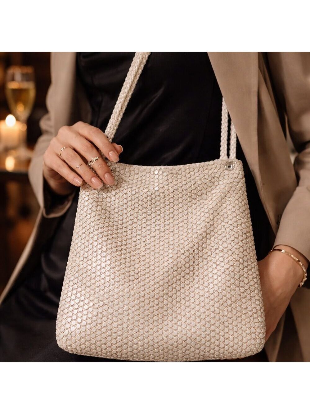 ✨ Vintage Alumesh Style Shoulder Bag – Attributed to Whiting & Davis ✨